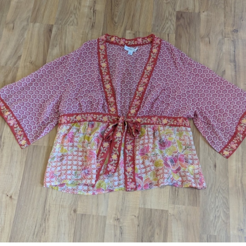 Coldwater creek cropped kimono top shirt